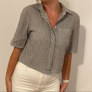 Pacsun Striped Crop Button Up Top
